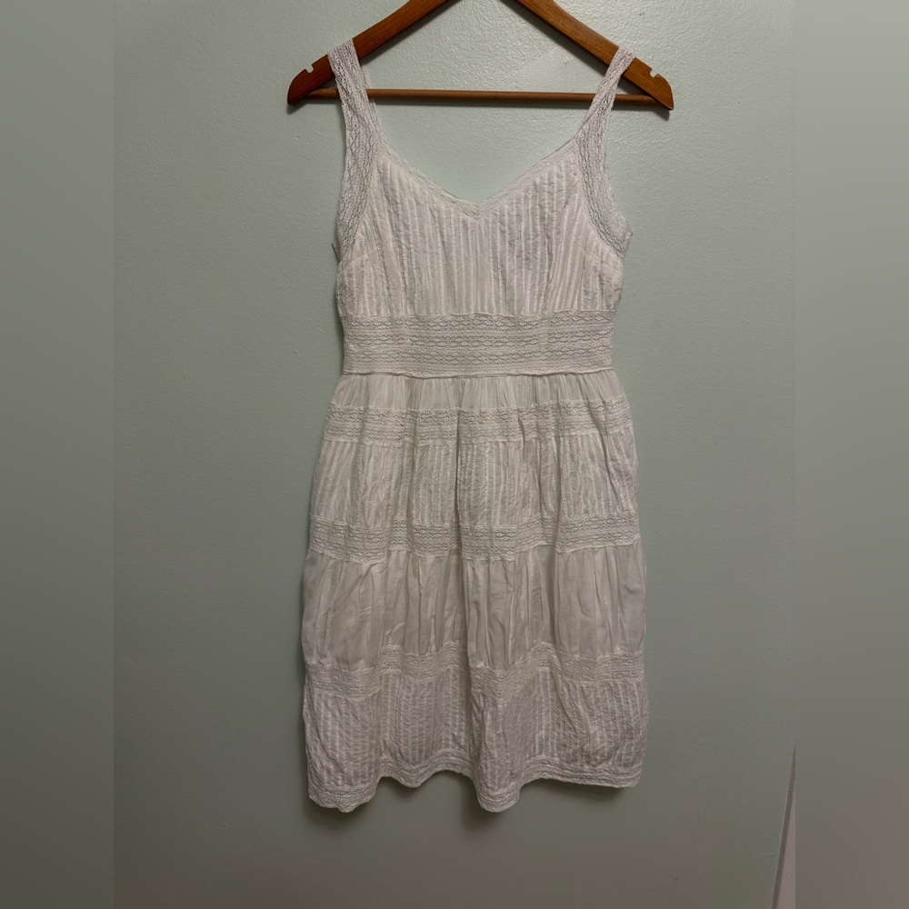 White Sleeveless V-Neck Tiered Dress